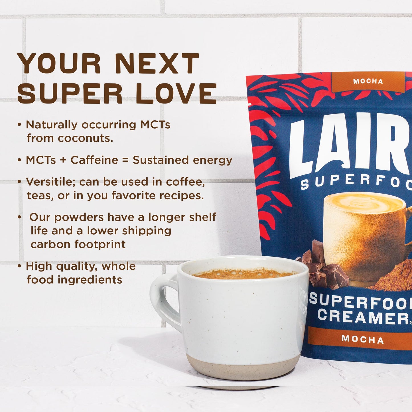 Laird Superfood Non-Dairy Superfood Creamer - Coconut Powder Coffee Creamer - Sweet & Creamy - Gluten Free, Non-GMO, Vegan - 16 oz. Bag, Pack of 1