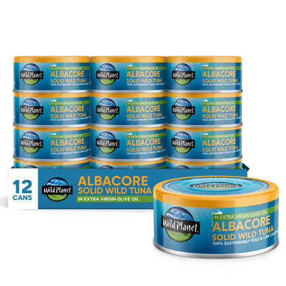 Wild Planet Wild Albacore Tuna, No Salt Added, Canned Tuna, Sustainably Wild-Caught, Non-GMO, Kosher 5 Ounce (Pack of 12), Packaging May Vary