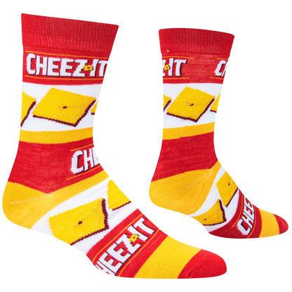 Crazy Socks for Men, Ritz Cracker, Funny Snack Food Novelty Print, Crew, Large