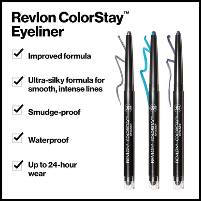 Revlon Pencil Eyeliner, ColorStay Eye Makeup with Built-in Sharpener, Waterproof, Smudge-proof, Longwearing with Ultra-Fine Tip, 202 Black Brown, 0.01 oz