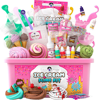 Original Stationery Ice Cream Slime Kit for Girls, Amazing Ice Cream Slime Making Kit to Make Butter Slime, Cloud Slime & Foam Slimes, Fun Holiday Gift Idea for Christmas & Easter