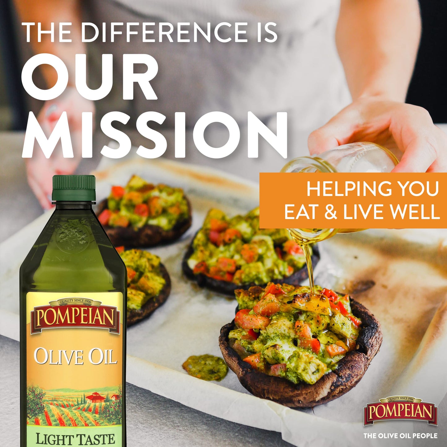 Pompeian Light Taste Olive Oil, Subtle Flavor, Perfect for Frying & Baking, Naturally Gluten Free, Non-Allergenic, Non-GMO, 32 FL. OZ.