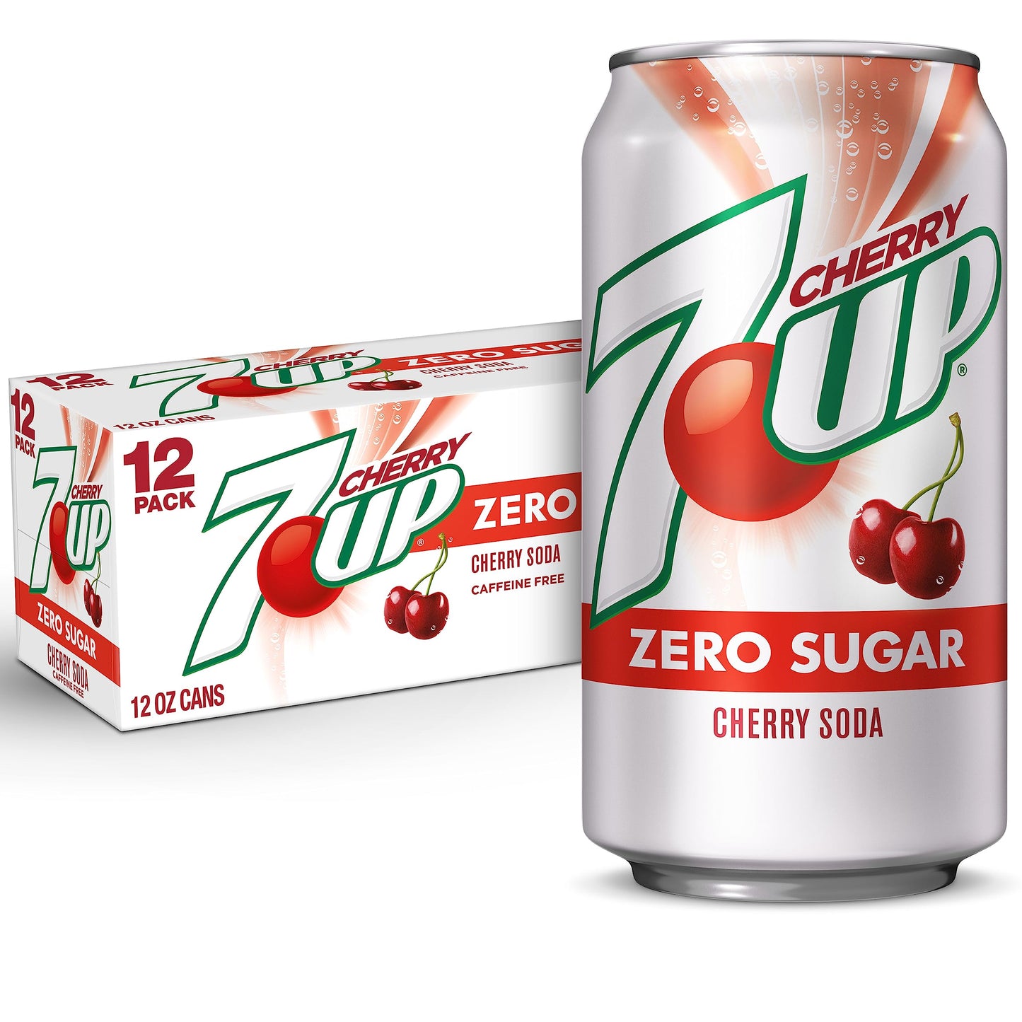 7UP Cherry Zero Sugar Soda, 12 fl oz cans (Pack of 12)