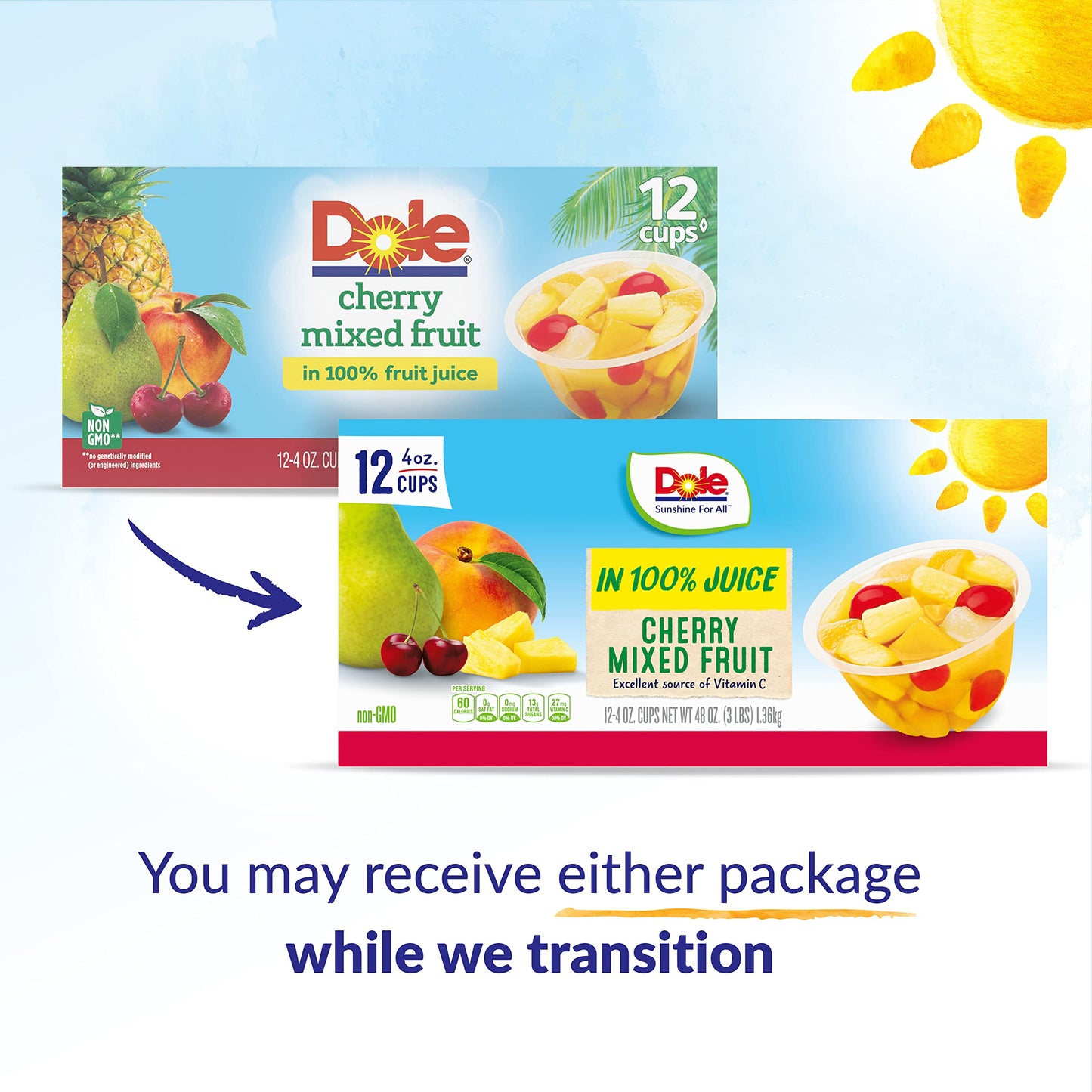 Dole Fruit Bowls No Sugar Added Variety Pack Snacks, Peaches, Mandarin Oranges & Cherry Mixed Fruit, 4oz 12 Cups, Gluten & Dairy Free, Bulk Lunch Snacks for Kids & Adults