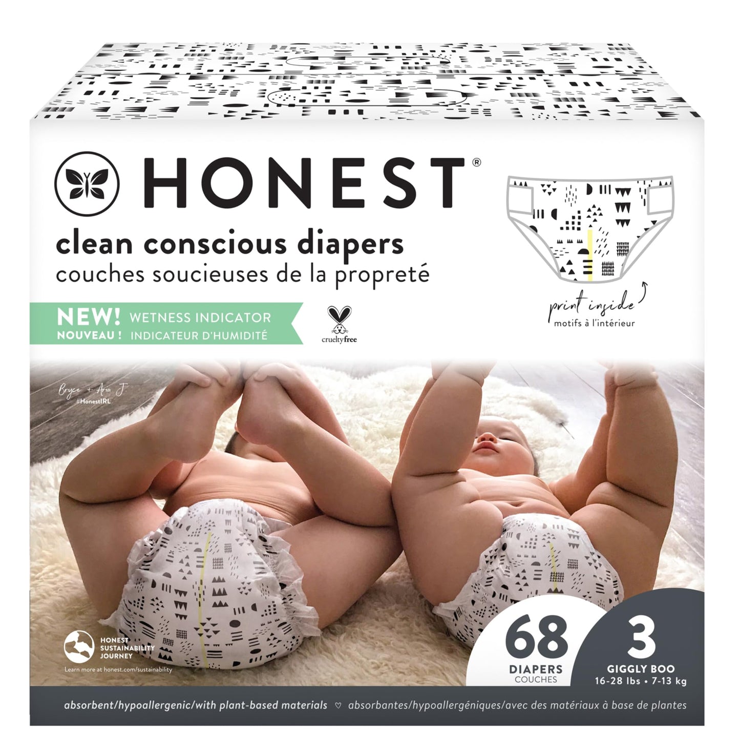 The Honest Company Clean Conscious Diapers | Plant-Based, Sustainable | Above It All + Pandas | Club Box, Size Newborn, 72 Count