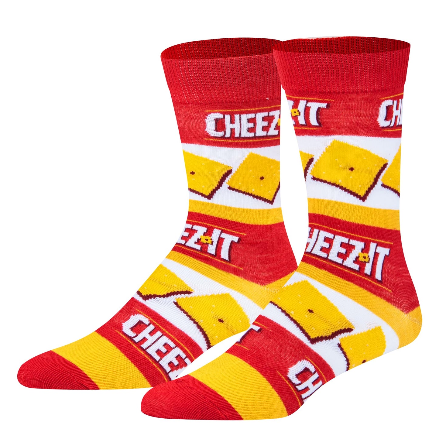 Crazy Socks for Men, Ritz Cracker, Funny Snack Food Novelty Print, Crew, Large