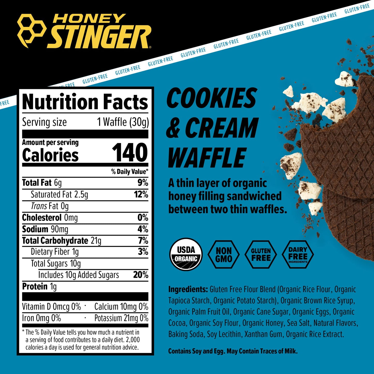 Honey Stinger Organic Honey Waffle | Energy Stroopwafel for Exercise, Endurance and Performance | Sports Nutrition for Home & Gym, Pre and Post Workout | Box of 16 Waffles, 16.96 Ounce (Pack of 16)