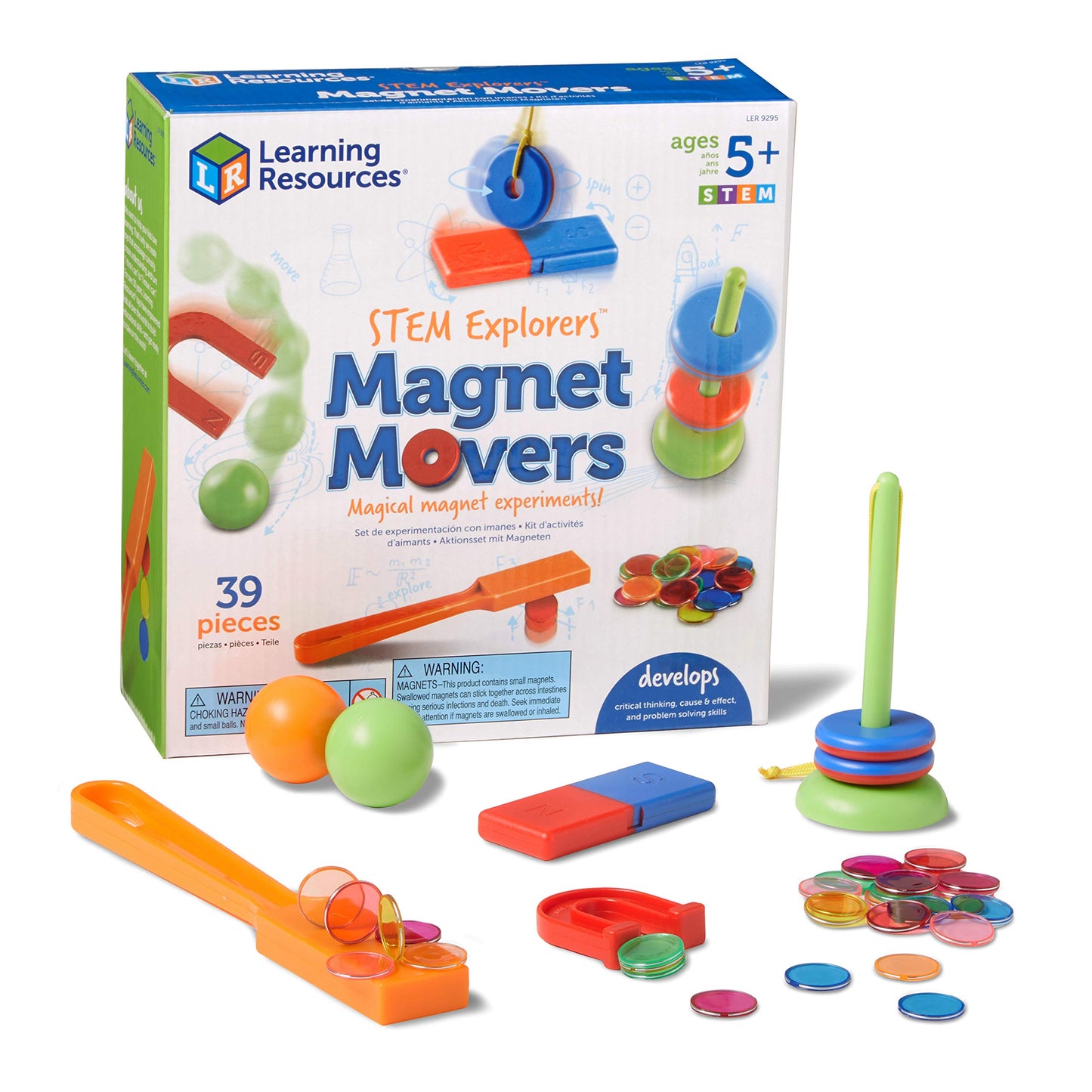 Learning Resources STEM Explorers -Ages 5+, Magnet Movers, Critical Thinking Skills, STEM Certified Toys, Magnets Kids,Magnet set,Back to School Supplies,39 Pieces