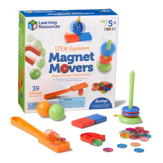 Learning Resources STEM Explorers -Ages 5+, Magnet Movers, Critical Thinking Skills, STEM Certified Toys, Magnets Kids,Magnet set,Back to School Supplies,39 Pieces