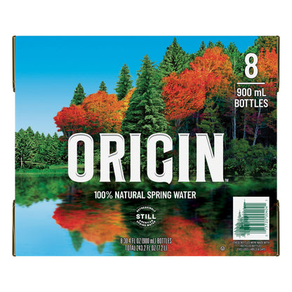 ORIGIN, 100% Natural Spring Water, 900 mL, Recycled Plastic Bottle, 30.4 Fl Oz (Pack of 12)