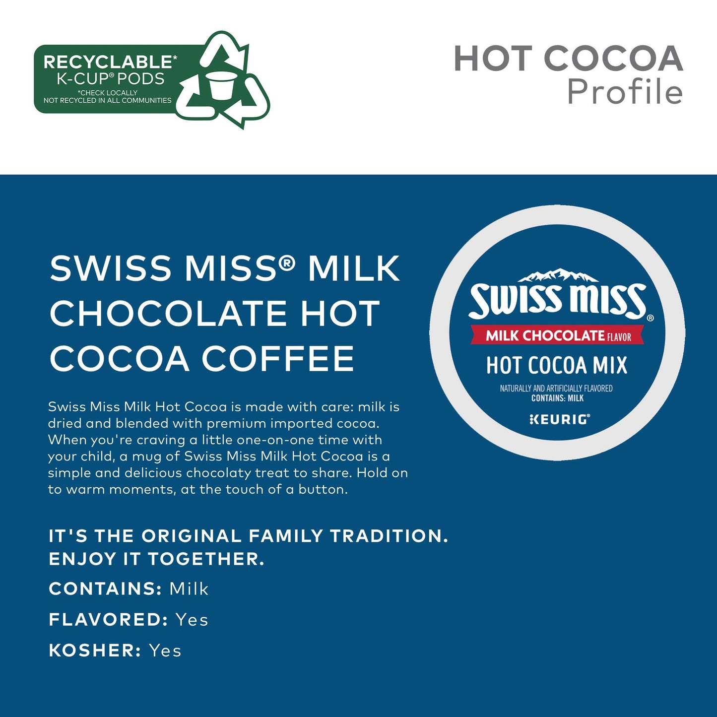 Swiss Miss Milk Chocolate Hot Cocoa, Keurig Single-Serve K-Cup Pods, 44 Count