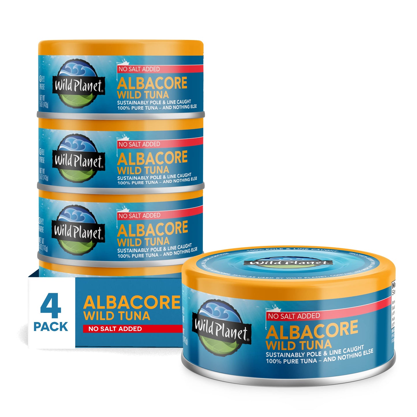 Wild Planet Wild Albacore Tuna, No Salt Added, Canned Tuna, Sustainably Wild-Caught, Non-GMO, Kosher 5 Ounce (Pack of 12), Packaging May Vary