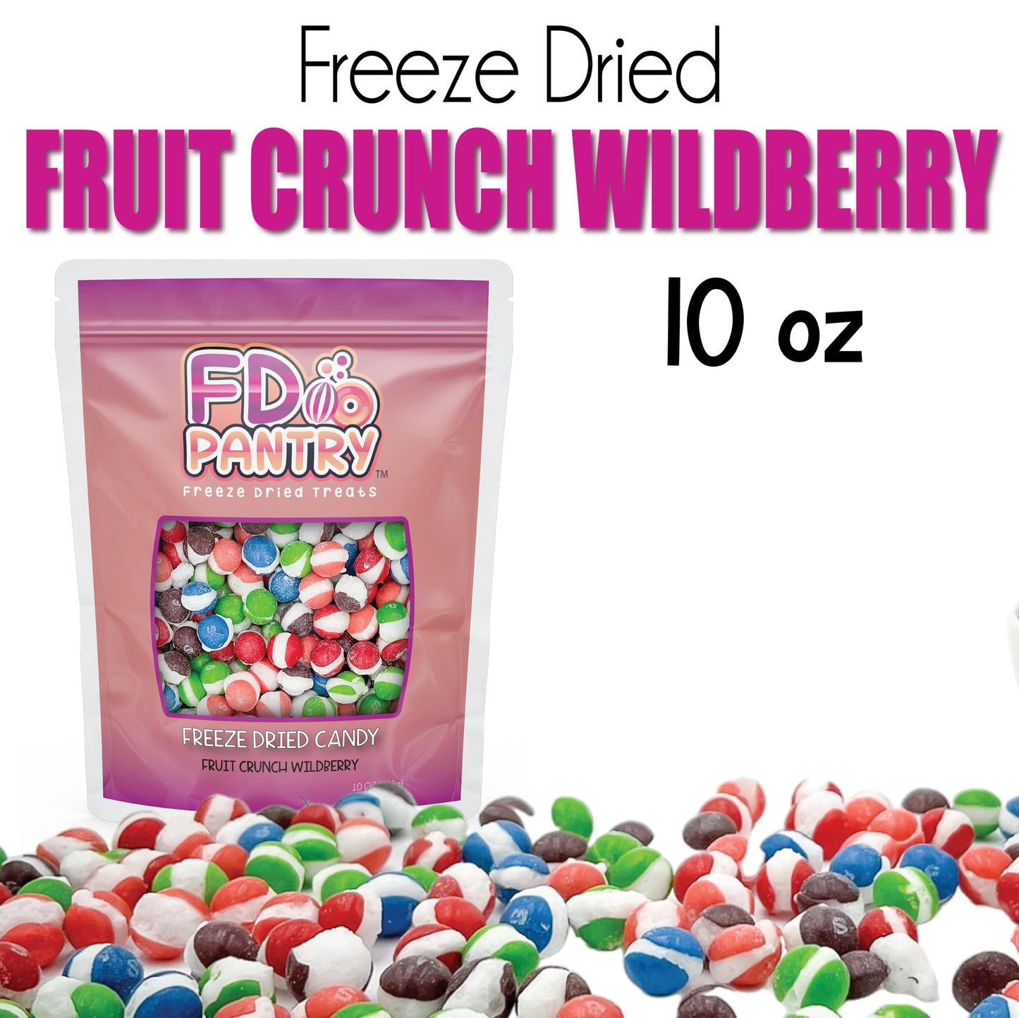 Fruit Crunch Original Candy Freeze Dried 16 oz 1 pound - Assortment Strawberry, Orange, Lemon, Grape, Lime Flavors Large 1lb Big Bag Pouch - Ideal Gift Snack 16oz