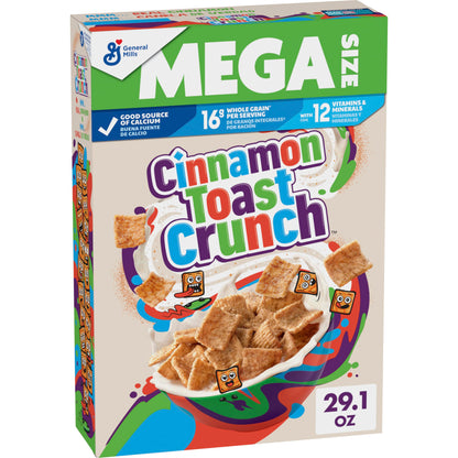 Cinnamon Toast Crunch Breakfast Cereal, Crispy Cinnamon Cereal, Mega Size, 29.1 oz Cereal Box