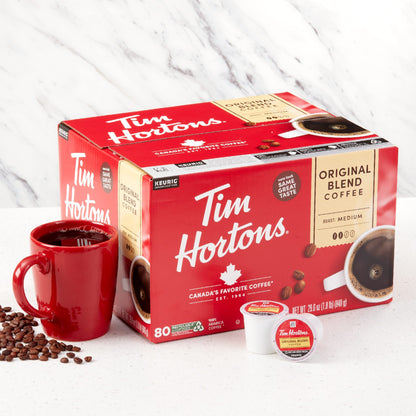 Tim Hortons Original Blend, Medium Roast Coffee, Single-Serve K-Cup Pods Compatible with Keurig Brewers, 24 Count(Pack of 1)(Packaging may vary)