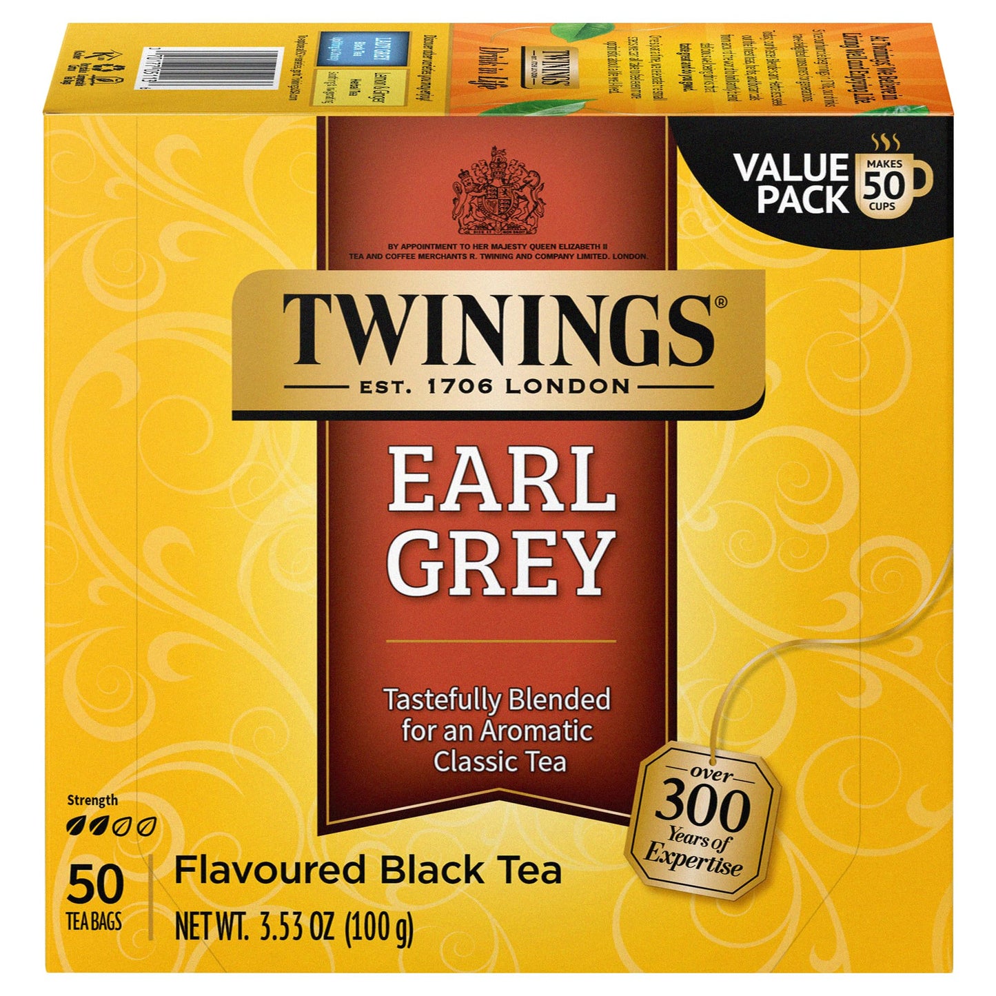 Twinings English Breakfast Black Tea, 100 Individually Wrapped Tea Bags, Smooth, Flavourful, Robust, Caffeinated, Enjoy Hot or Iced