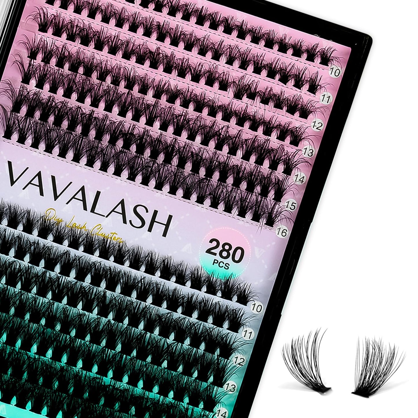 VAVALASH DIY Lash Extension Kit 280 Clusters Individual Lashes Kit 30D 40D 0.07D-10-16mm Lash Clusters, Lash Bond and Seal, Lash Tweezer for DIY Eyelash Extension at Home（Kit-30D+40D-0.07D-10-16MIX）