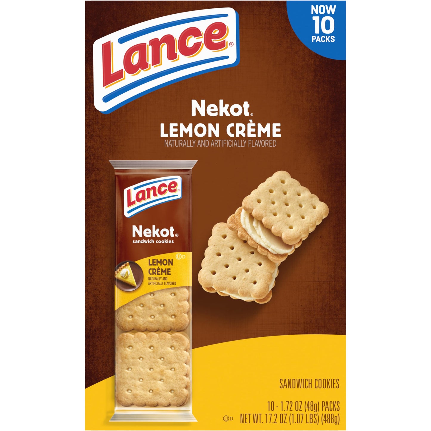 Lance Sandwich Crackers, Captain's Wafer Grilled Cheese, 10 Individual Packs, 6 Sandwiches Each