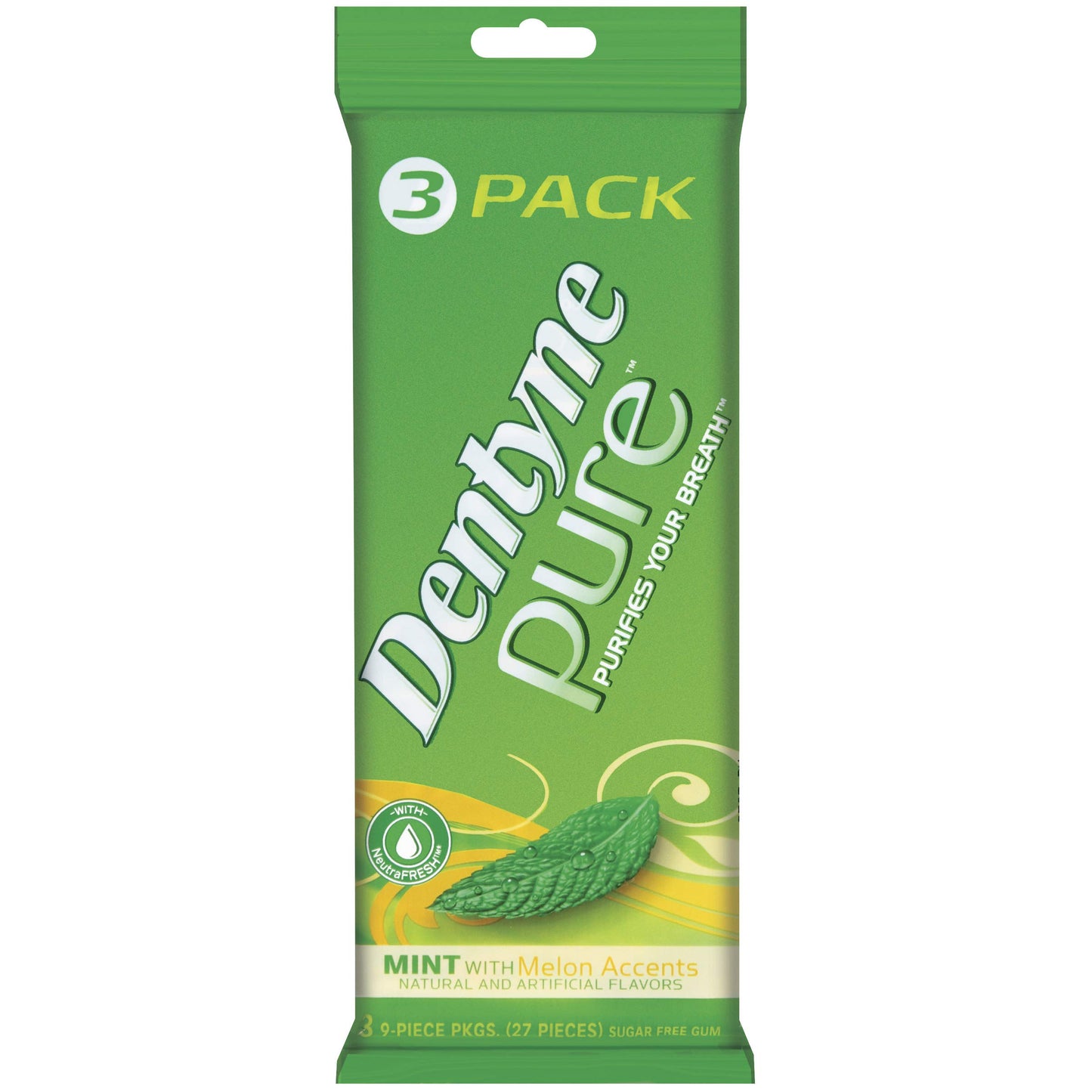 Dentyne Pure Mint with Herbal Accents Sugar Free Gum, 10 Packs of 9 Pieces (90 Total Pieces)