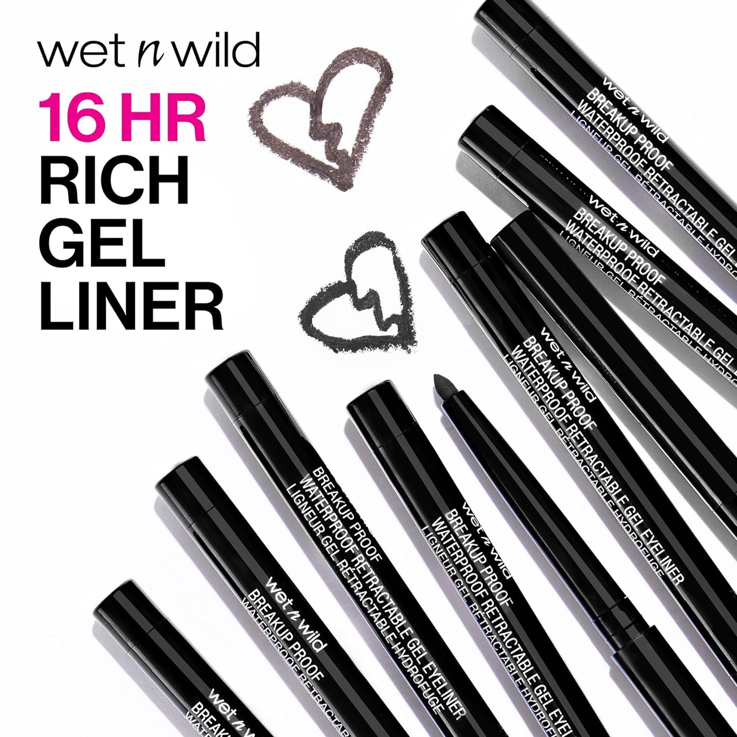 wet n wild Mega Last Breakup Proof Eyeliner, Quick Drying, Waterproof, 16-Hour Wear - Cruelty-Free & Vegan - Blackest Black