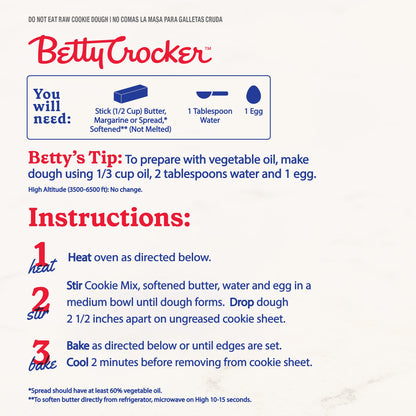 Betty Crocker Peanut Butter Cookie Mix, Makes twelve (12) 2-inch Cookies, 7.2 oz.