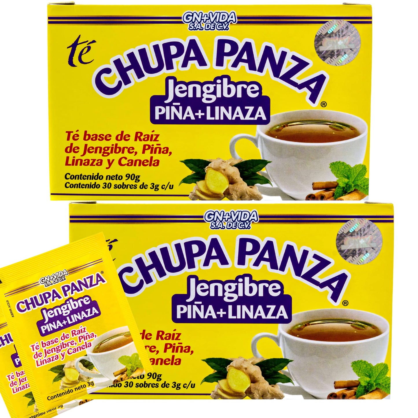 Tea CHUPA Panza, Tea Based ONGINGER Root, PINNEAPPLE, Flaxseed & Cinnamon (30 Tea Bags/0.10 oz Each)