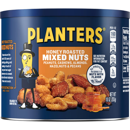 PLANTERS Roasted Unsalted Mixed Nuts, 10.3 oz Canister