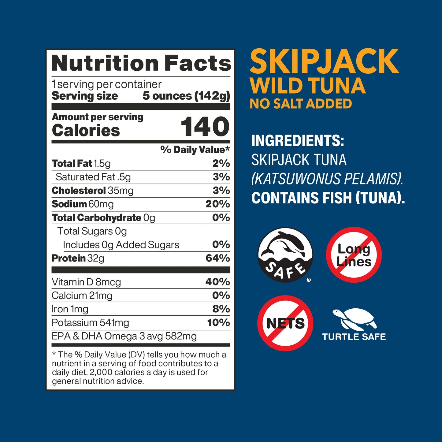 Wild Planet Skipjack Wild Tuna, Sea Salt, Canned Tuna, Pole & Line Sustainably Wild-Caught, Non-GMO, Kosher, 5 Ounce Can (Pack of 12)