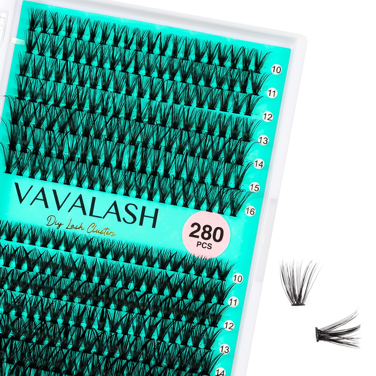 VAVALASH DIY Lash Extension Kit 280 Clusters Individual Lashes Kit 30D 40D 0.07D-10-16mm Lash Clusters, Lash Bond and Seal, Lash Tweezer for DIY Eyelash Extension at Home（Kit-30D+40D-0.07D-10-16MIX）