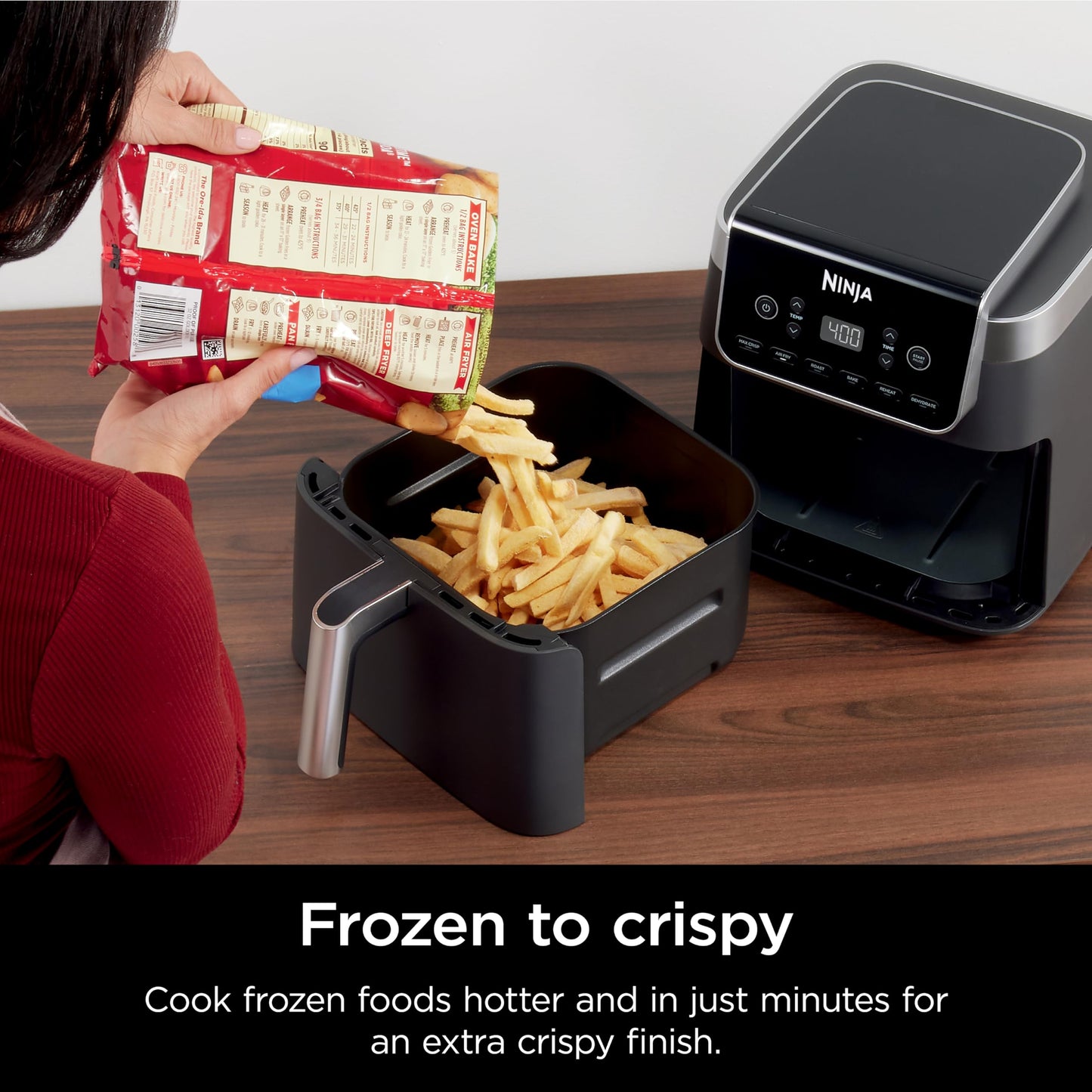 Ninja Air Fryer Pro 4-in-1 with 5 QT Capacity, Air Fry, Roast, Reheat, Dehydrate, Air Crisp Technology with 400F for hot, crispy results in just minutes, Nonstick Basket & Crisper Plate, Grey, AF141