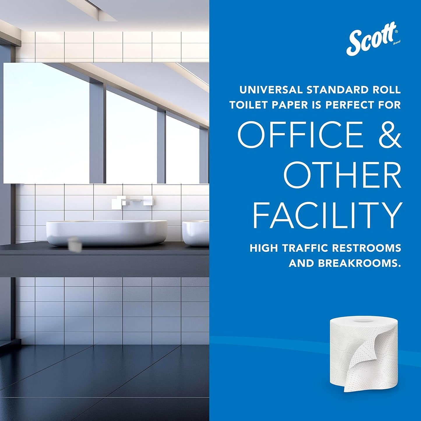 Scott Professional Standard Roll Toilet Paper (04460), with Elevated Design, 2-Ply, White, Individually wrapped, (550 Sheets/Roll, 80 Rolls/Case, 44,000 Sheets/Case)