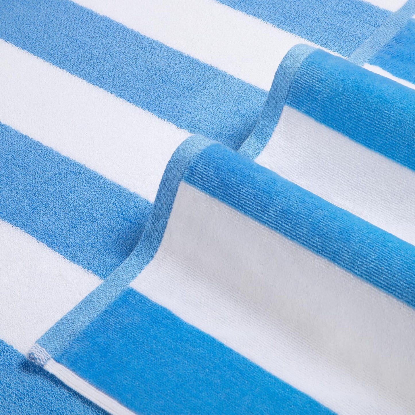 Plush Oversized Beach Towel - Large Cotton Thick 36 x 70 Inch Striped Pool Towels, Fluffy Summer Cabana Big Swimming Towel for Adults Mens Womens,Blue