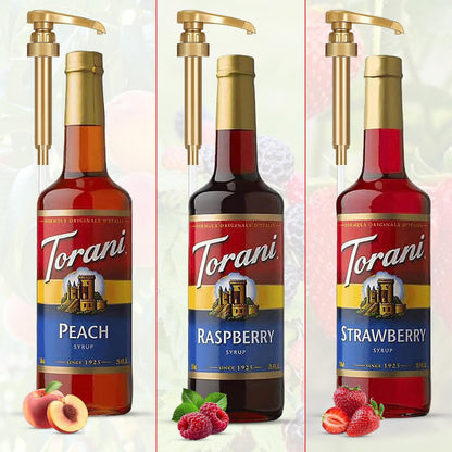 Torani Berry Lovers Raspberry, Strawberry, Blackberry - Syrup For Italian Soda Flavoring 3 Pack with 3 Jimoco Pump Dispensers