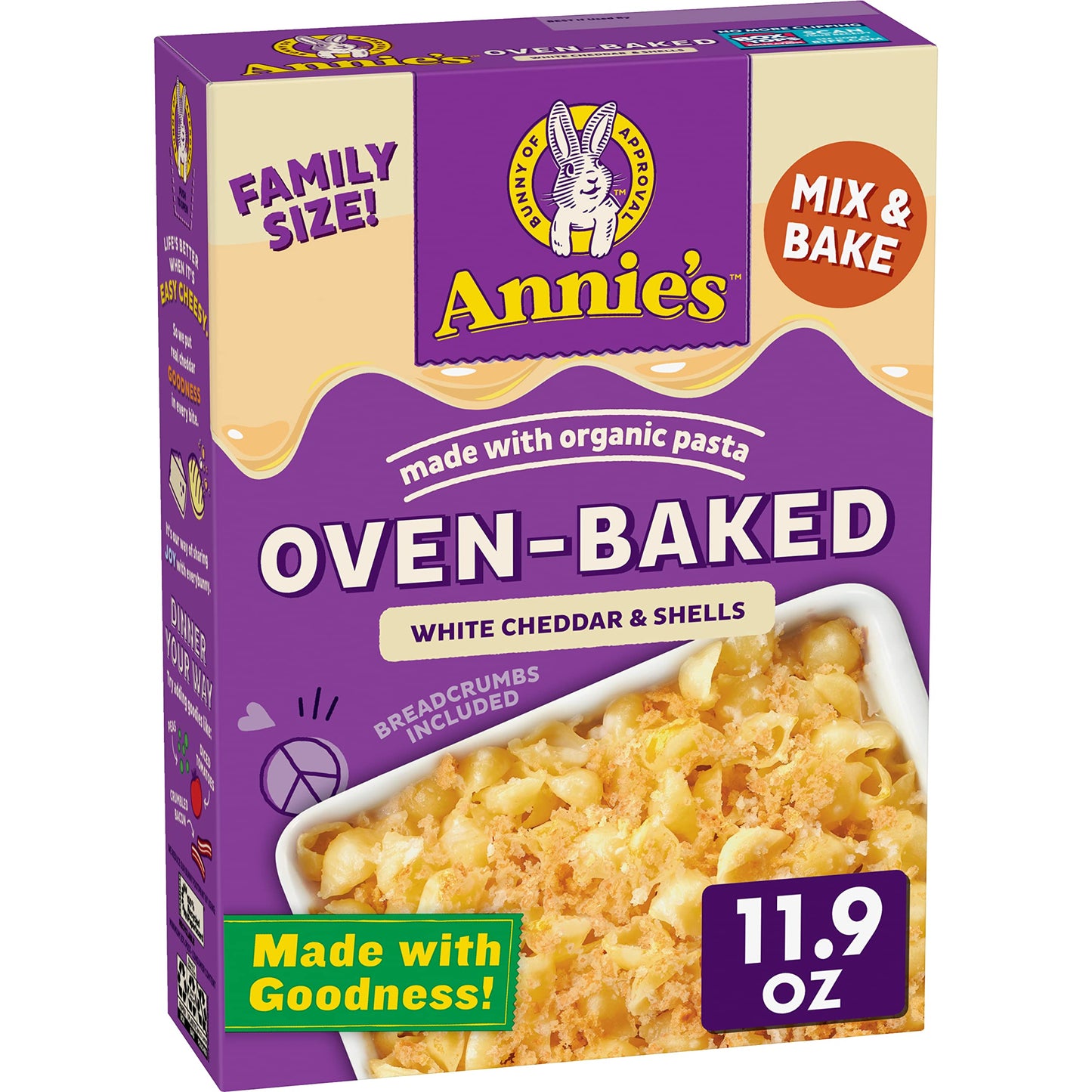 Annie's White Cheddar Shells Macaroni and Cheese with Organic Pasta, 6 oz (Pack of 12)