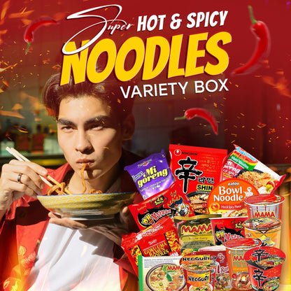 FOODIE BOXX Asian Instant Ramen Noodles Variety Pack with Cookies & Chopsticks (Dry)