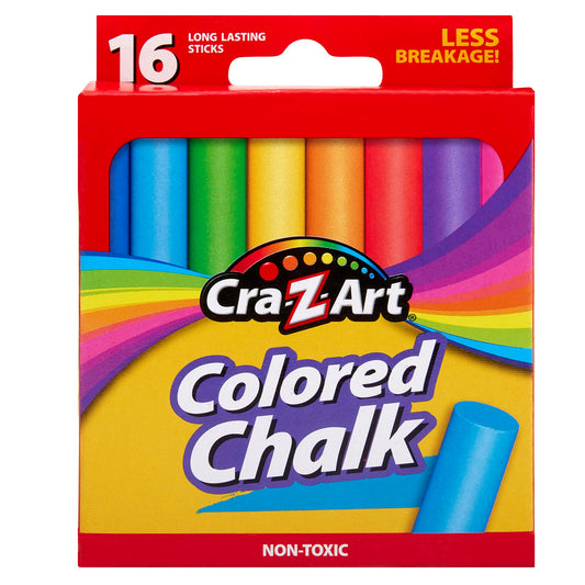 Cra-Z-Art Classic Colored Chalk, Assorted Colors, Pack Of 16 Pieces