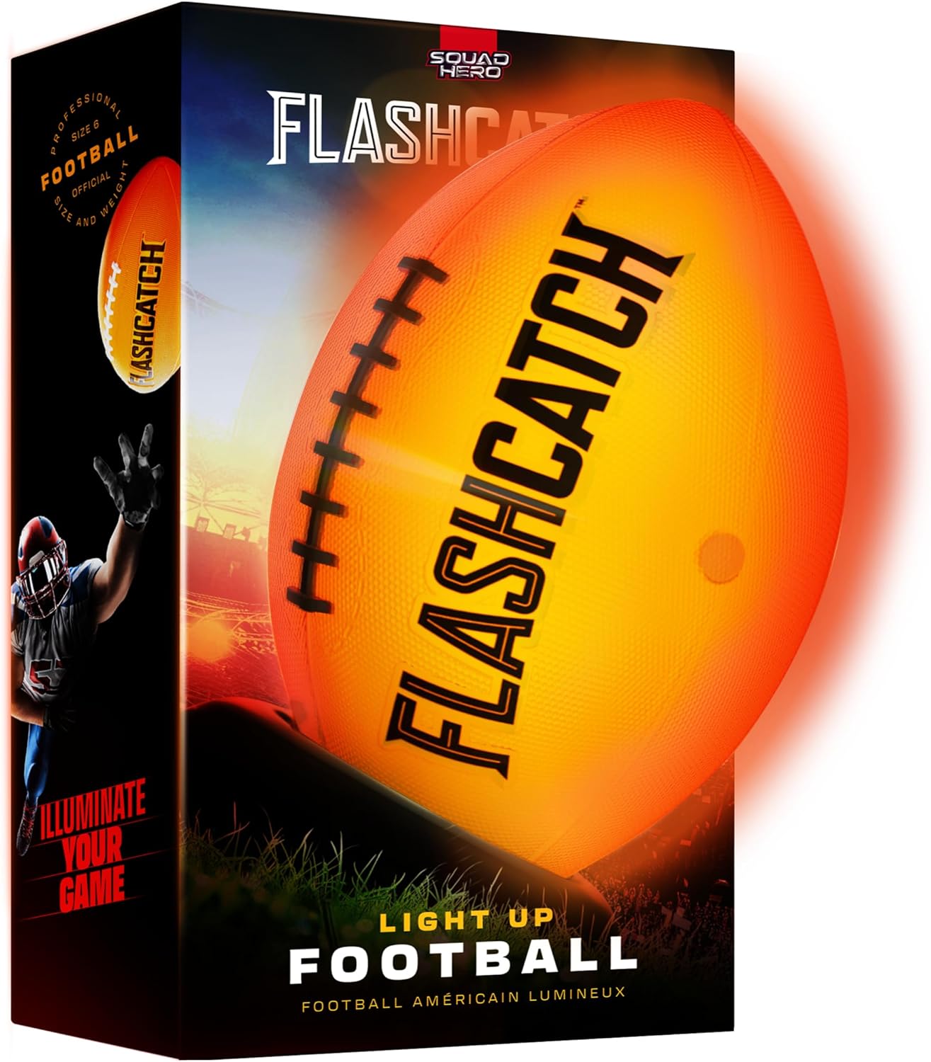 Light Up Football - Glow in the Dark Ball - NO 6 - Outdoor Sports Birthday Gifts for Boys 8-15+ Year Old - Kids Teenage Youth Easter Gift Ideas Activity - Boy Toys Stuff Ages 8 9 10 11 12 13 14 15