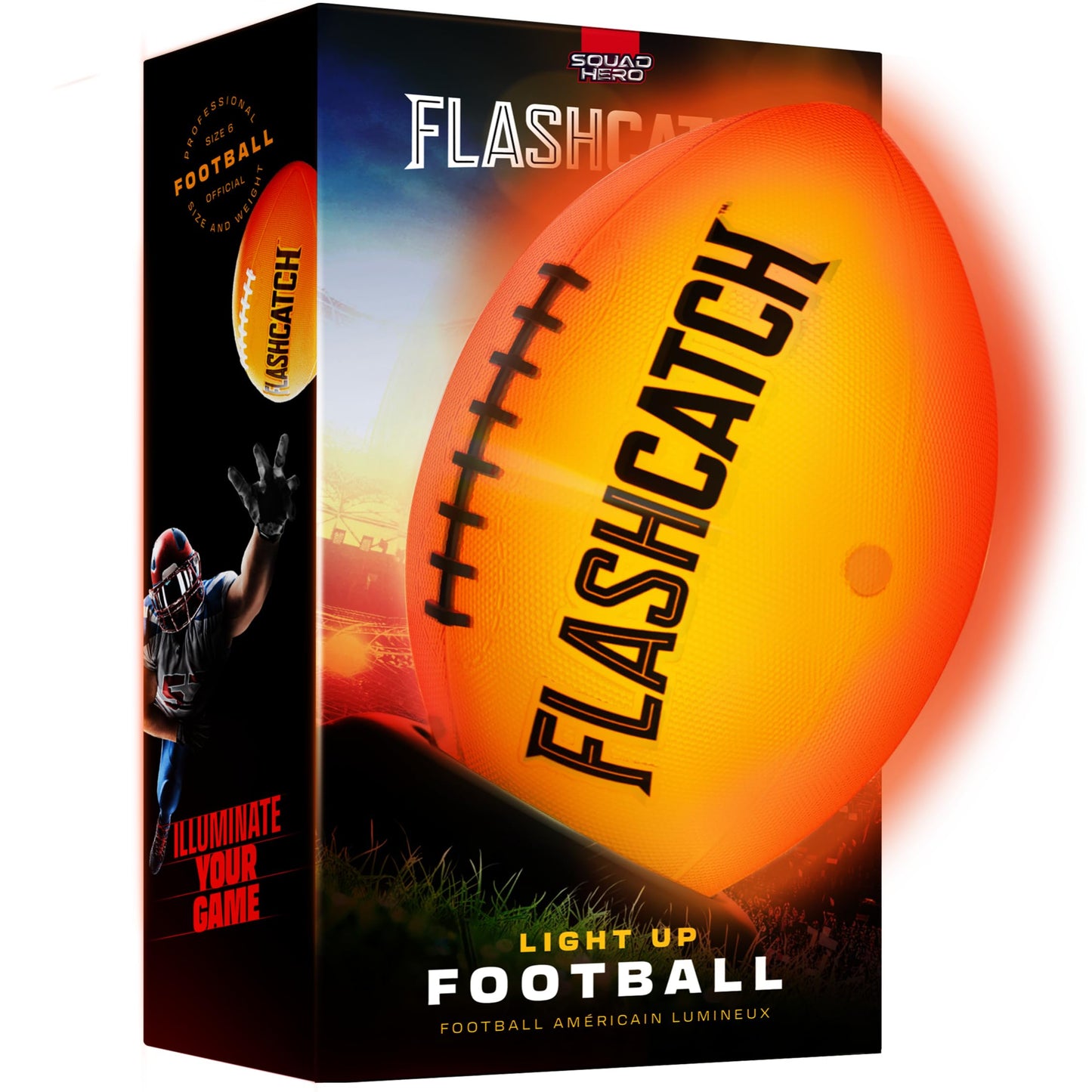 Light Up Football - Glow in the Dark Ball - NO 6 - Outdoor Sports Birthday Gifts for Boys 8-15+ Year Old - Kids Teenage Youth Easter Gift Ideas Activity - Boy Toys Stuff Ages 8 9 10 11 12 13 14 15