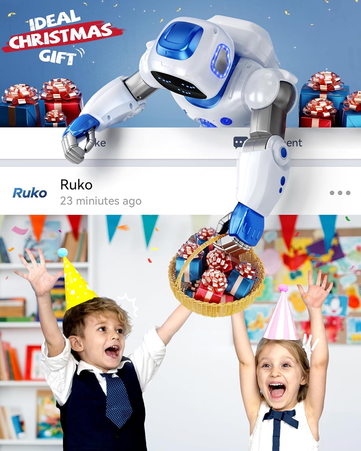 Ruko 1088 Smart Robots for Kids, Large Programmable Interactive RC Robot with Voice Control, APP Control, Present for 4 5 6 7 8 9 Years Old Kids Boys and Girls