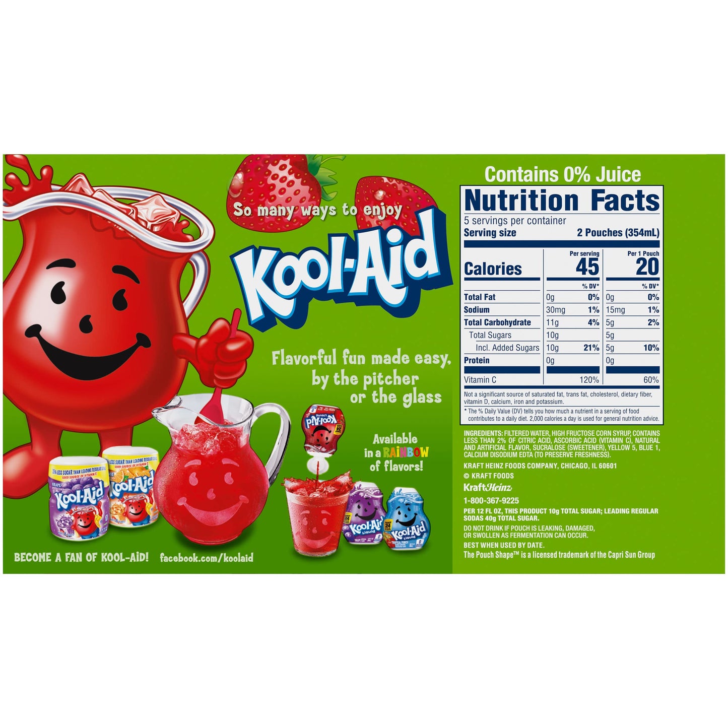 Kool-Aid Jammers Blue Raspberry Flavored Kids 0% Juice Drink (10 ct Box, 6 fl oz Pouches)