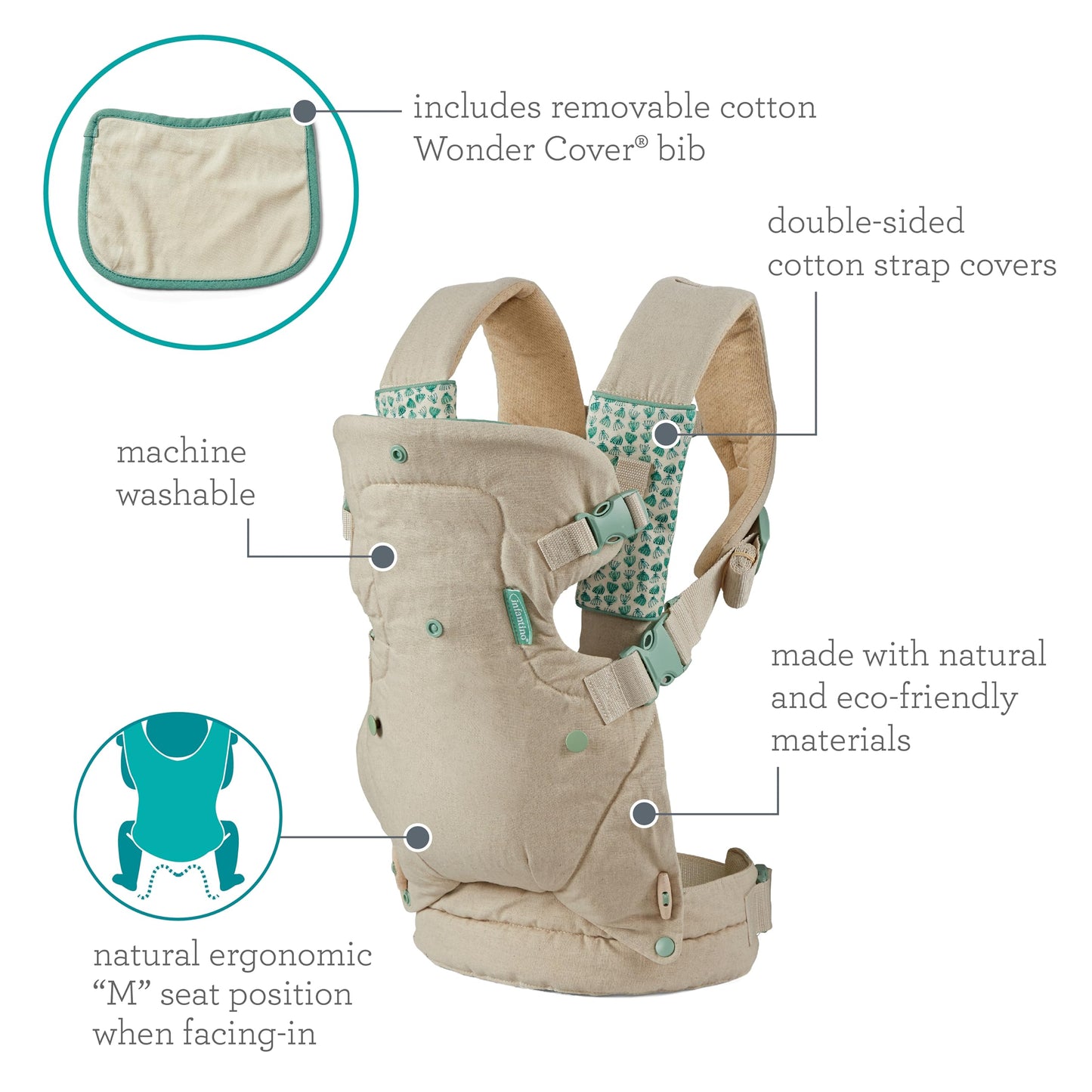 Infantino Flip Advanced 4-in-1 Carrier - Ergonomic, convertible, face-in and face-out front and back carry for newborns and older babies 8-32 lbs