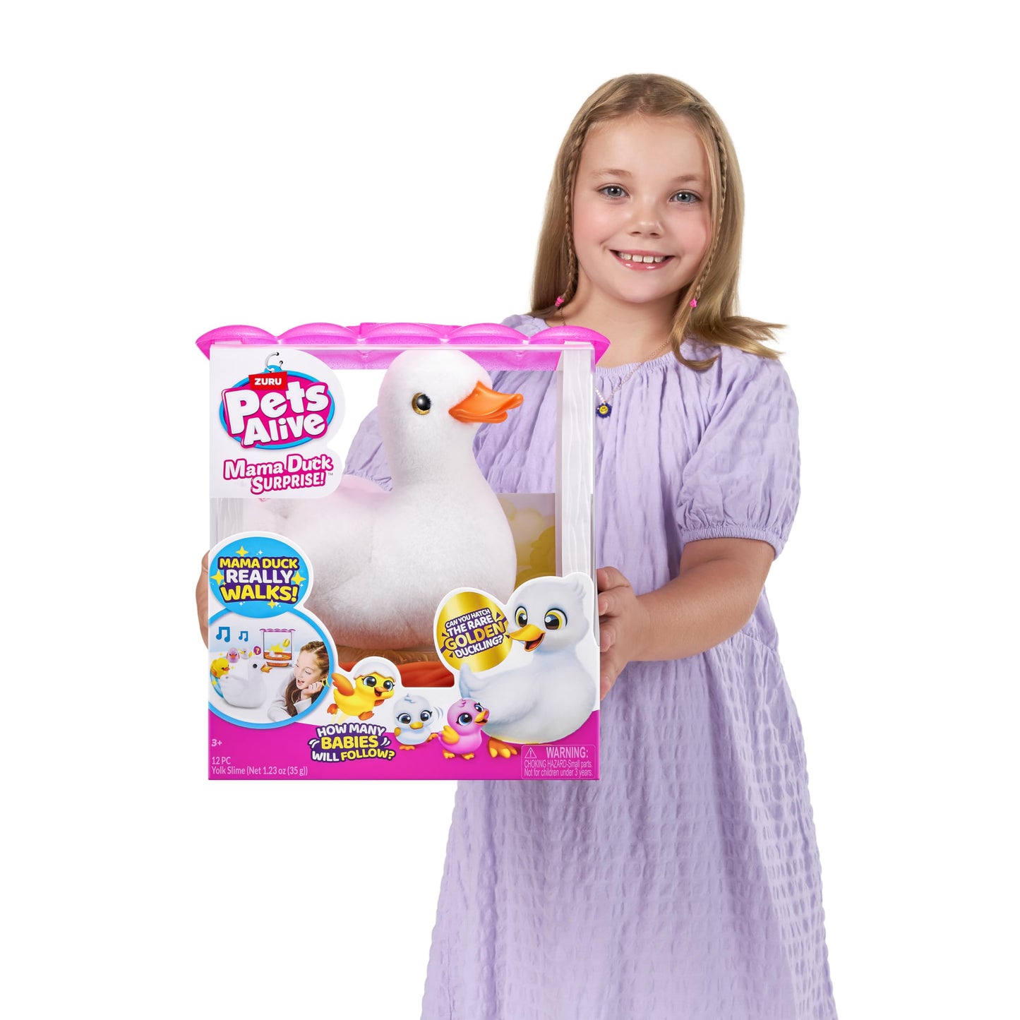 Pets Alive Mama Duck Surprise by ZURU, 4 Surprise Eggs, Baby Ducklings, 10+ Sounds, Walking Toy, Interactive Girls Toy, Ages 3+