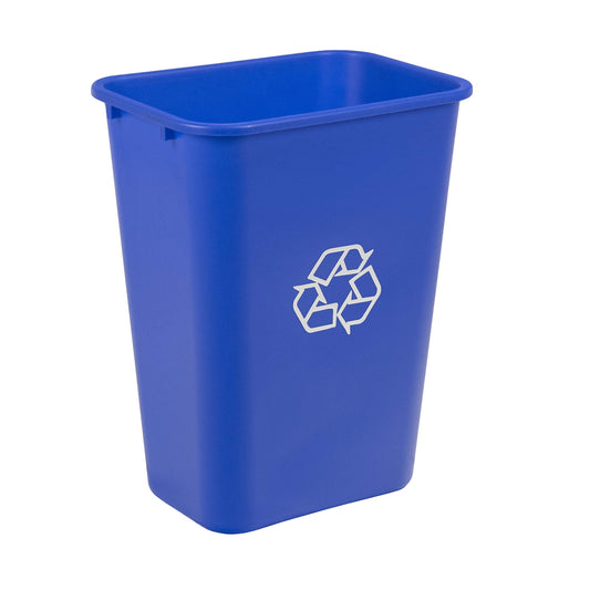 Amazon Basics Rectangular Commercial Office Wastebasket, Recycle Logo, 10 gallon (Pack of 1), Blue (Previously AmazonCommercial brand)