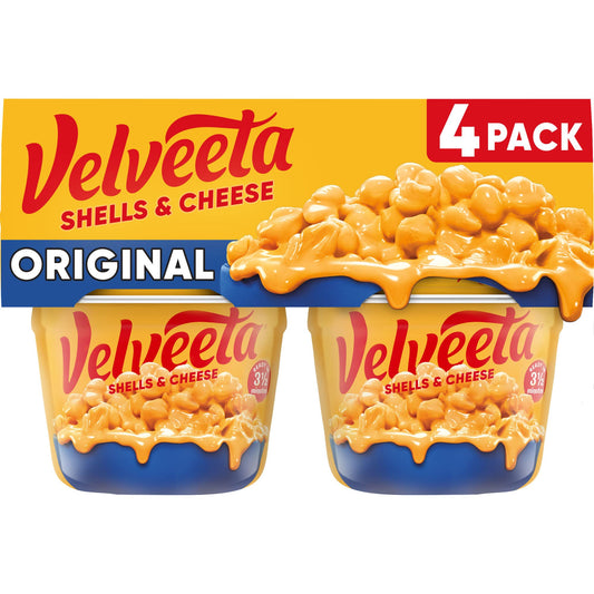 Velveeta Shells & Cheese Original Microwavable Macaroni and Cheese Cups (4 ct Pack, 2.39 oz Cups)