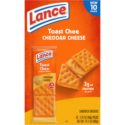 Lance Sandwich Crackers, Captain's Wafer Grilled Cheese, 10 Individual Packs, 6 Sandwiches Each