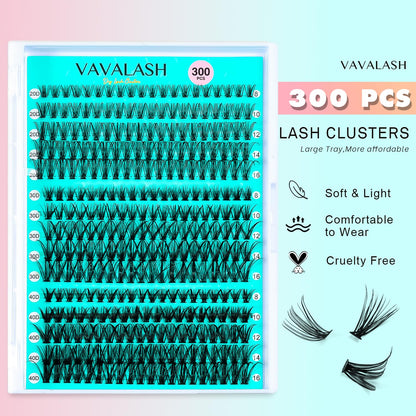 VAVALASH DIY Lash Extension Kit 280 Clusters Individual Lashes Kit 30D 40D 0.07D-10-16mm Lash Clusters, Lash Bond and Seal, Lash Tweezer for DIY Eyelash Extension at Home（Kit-30D+40D-0.07D-10-16MIX）