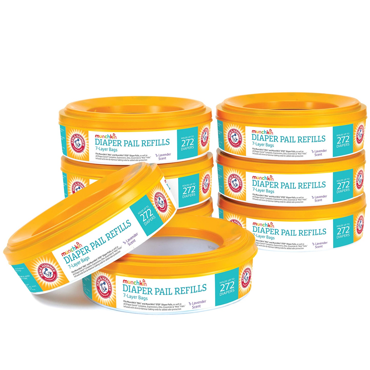 Munchkin® Arm & Hammer Diaper Pail Refill Rings, Holds up to 544 Newborn Diapers, 2 Pack