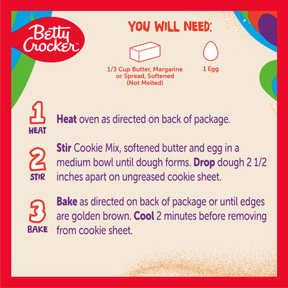 Betty Crocker Peanut Butter Cookie Mix, Makes twelve (12) 2-inch Cookies, 7.2 oz.