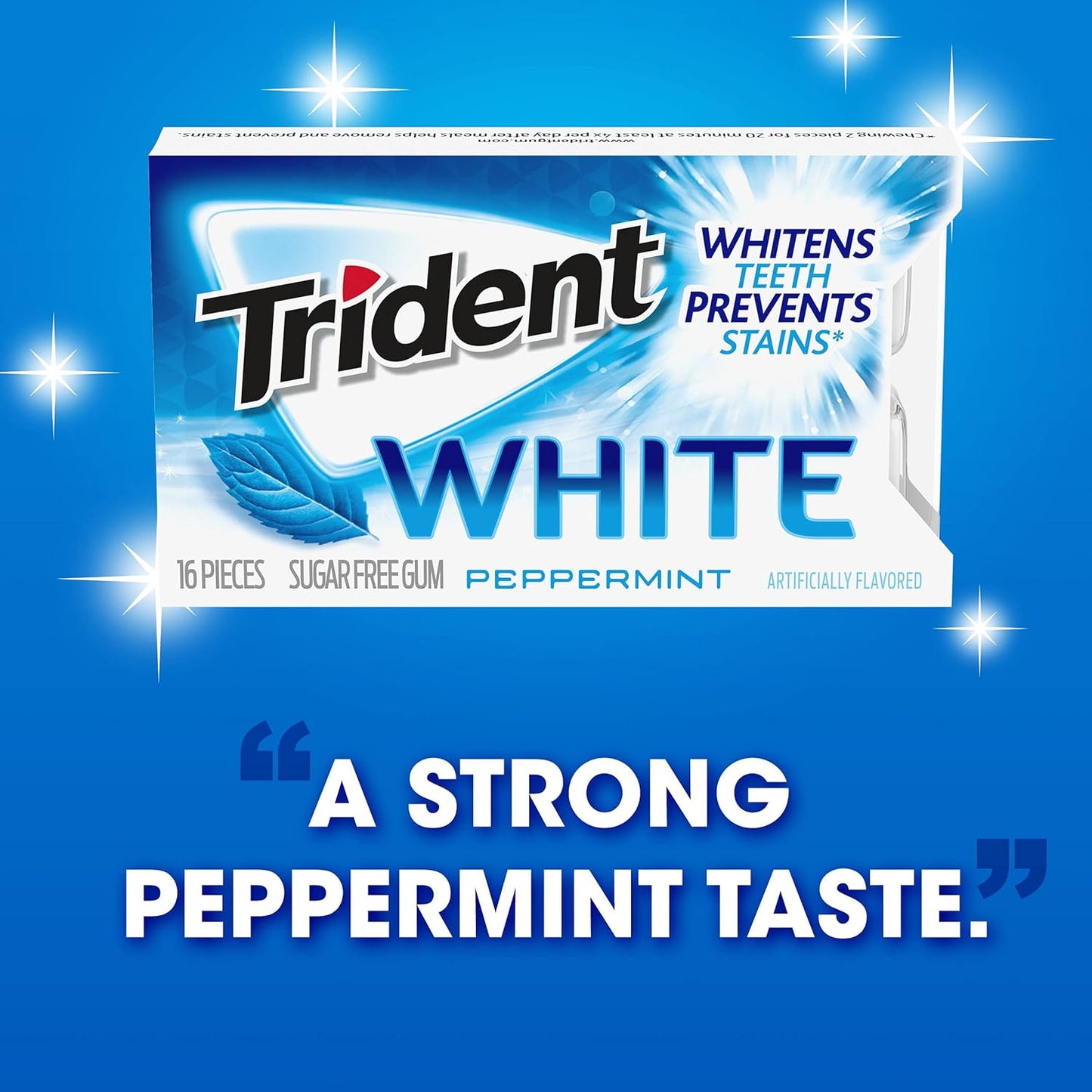 Trident White Peppermint Sugar Free Gum, 16 Count (Pack of 9)