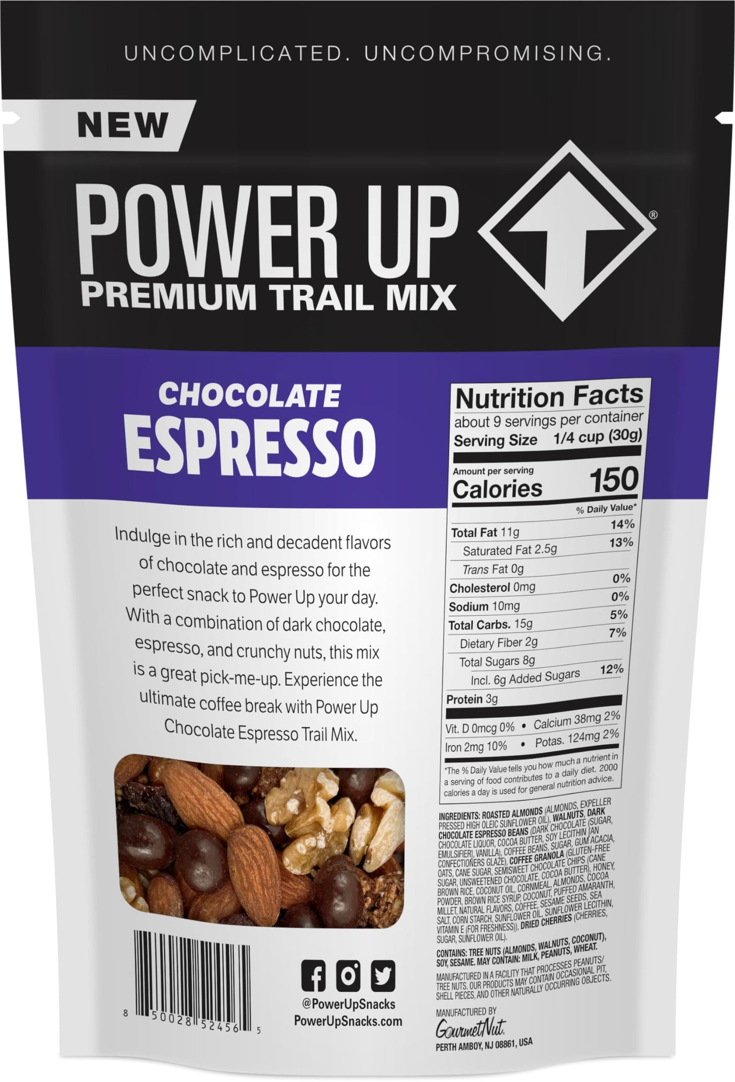 Power Up Trail Mix, Mega Omega Trail Mix, Non-GMO, Vegan, Gluten Free, No Artificial Ingredients, Gourmet Nut, 14 Ounce Bag